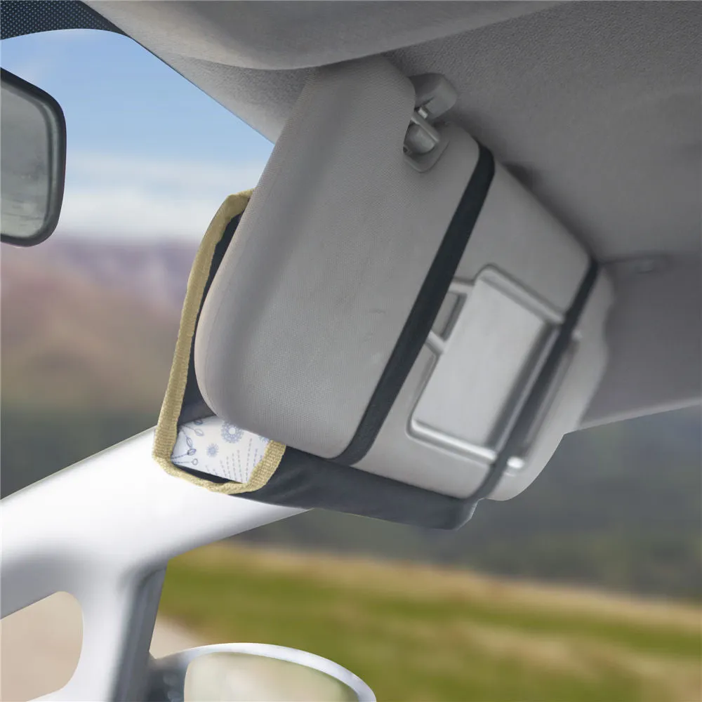 Car Visor Tissue Holder with 2 packs of tissues Beige