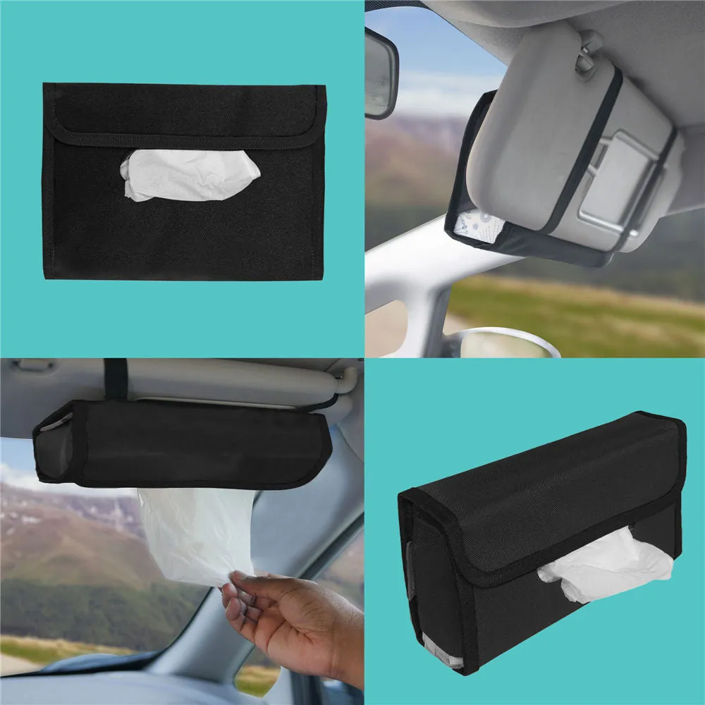 Car Visor Tissue Holder with 2 packs of tissues Black