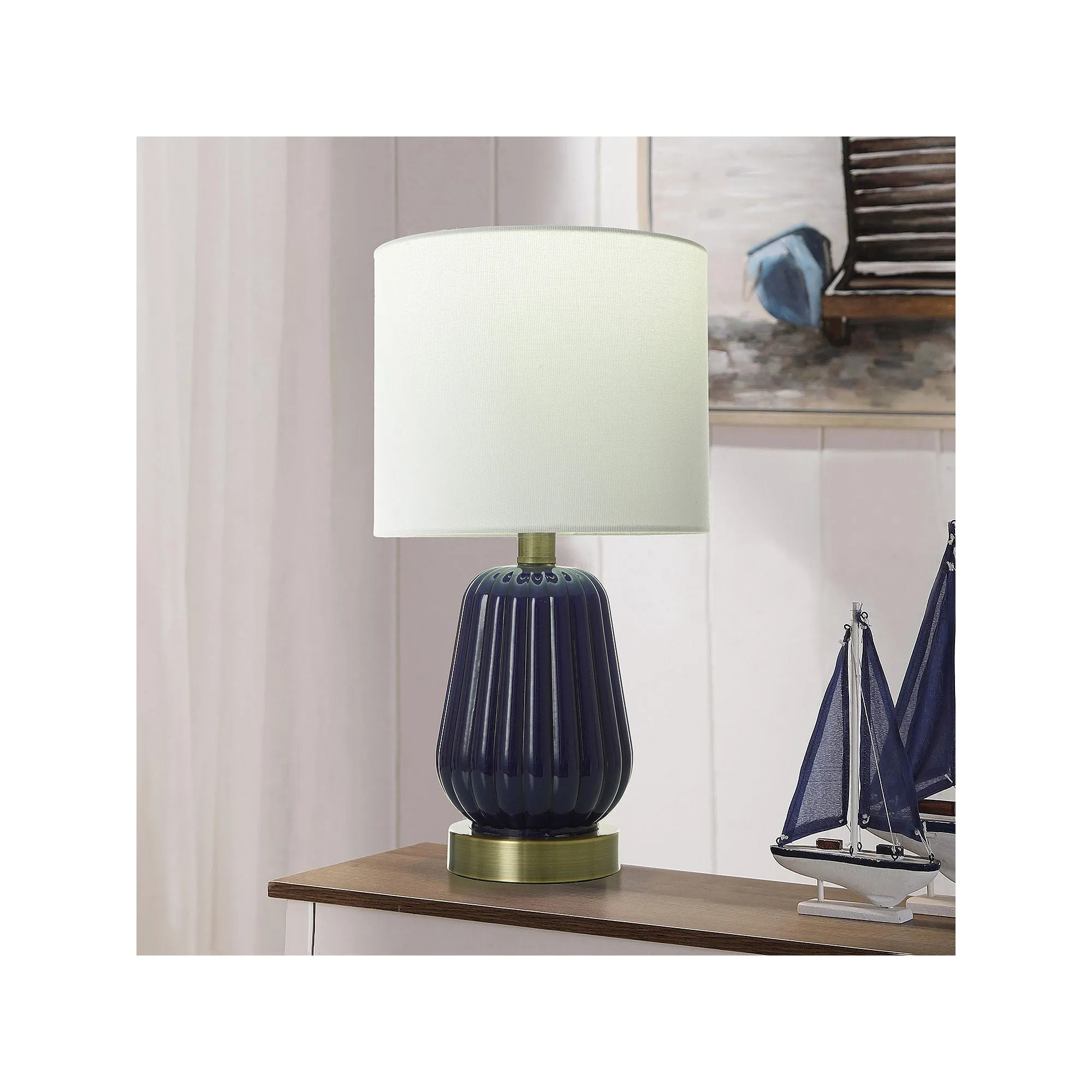 Collective Design By Stylecraft Navy Glass Table Lamp TL17698JCDS - CLASSIC NAVY ONE SIZE