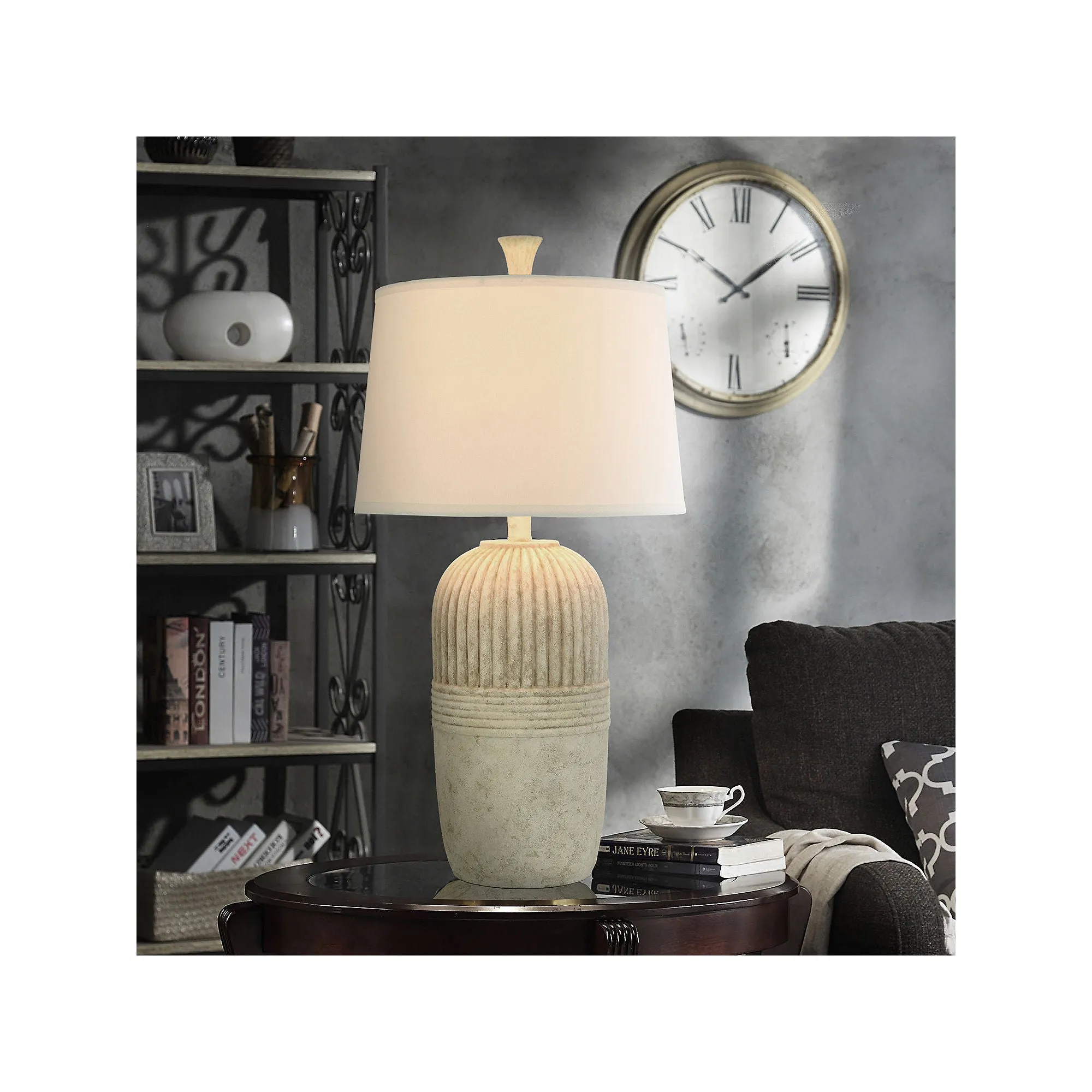 Collective Design By Stylecraft White Washed Pottery Style Table Lamp TL332570JCDS - WHITE WASHED ONE SIZE