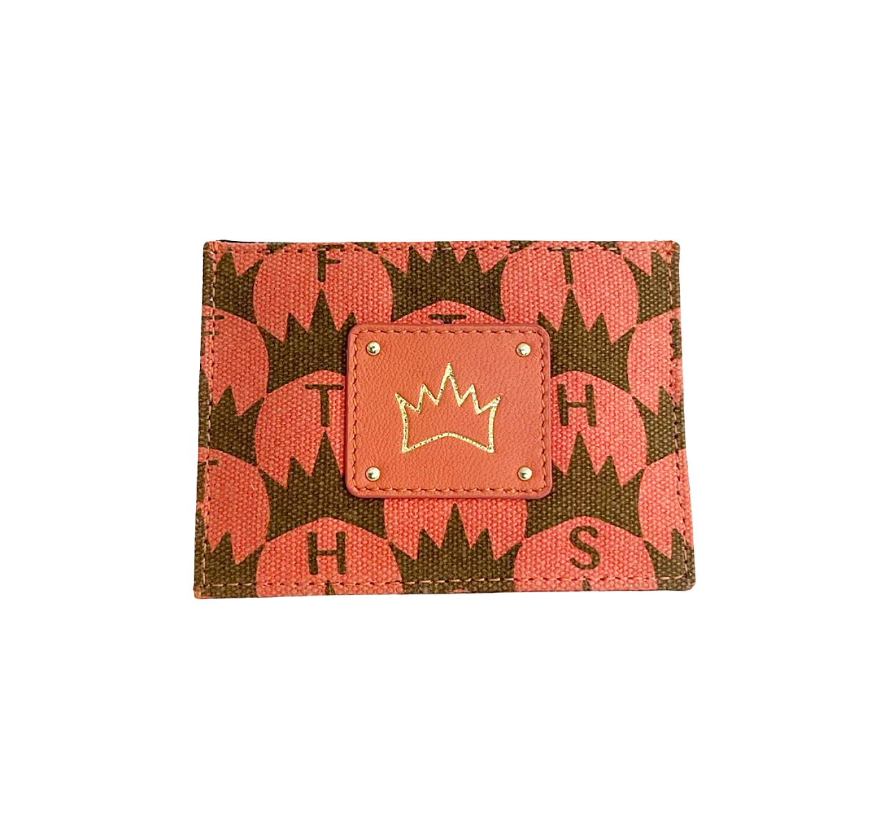 Crown Print Card Case - Coral