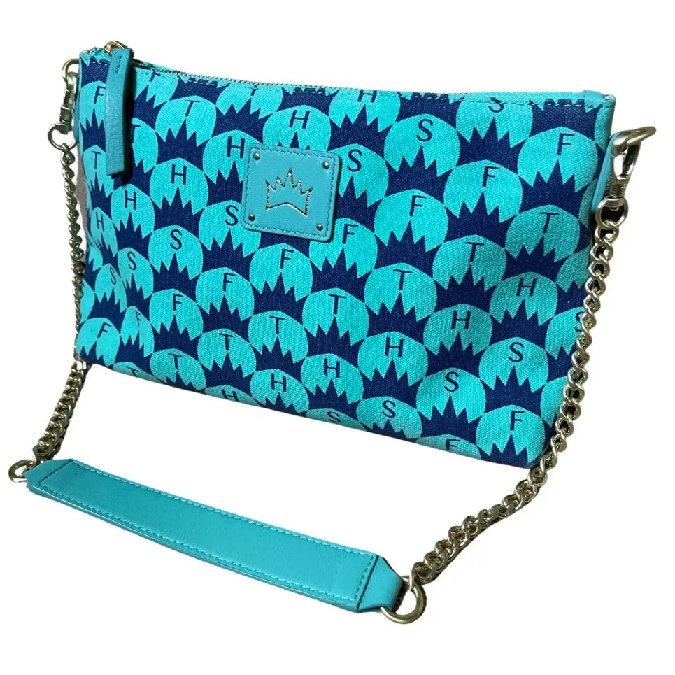 Crown Print Sling Bag - Teal