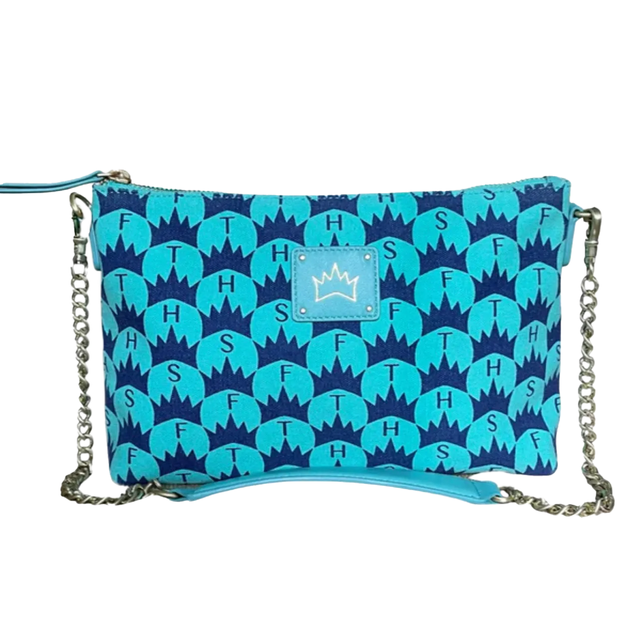 Crown Print Sling Bag - Teal