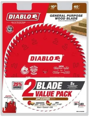 Diablo D104040VP - 10" x 40-teeth, CSB Value Pack, Multi, One Size