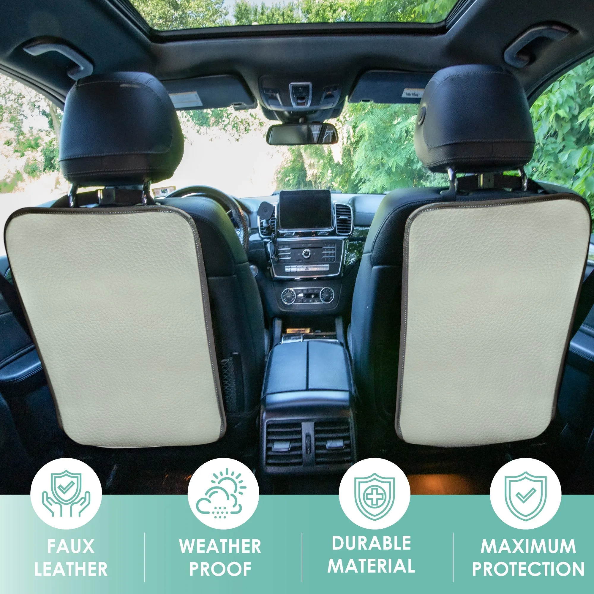 E-Z Travel Faux Leather Seat Back Protector - 2 Pack Gray