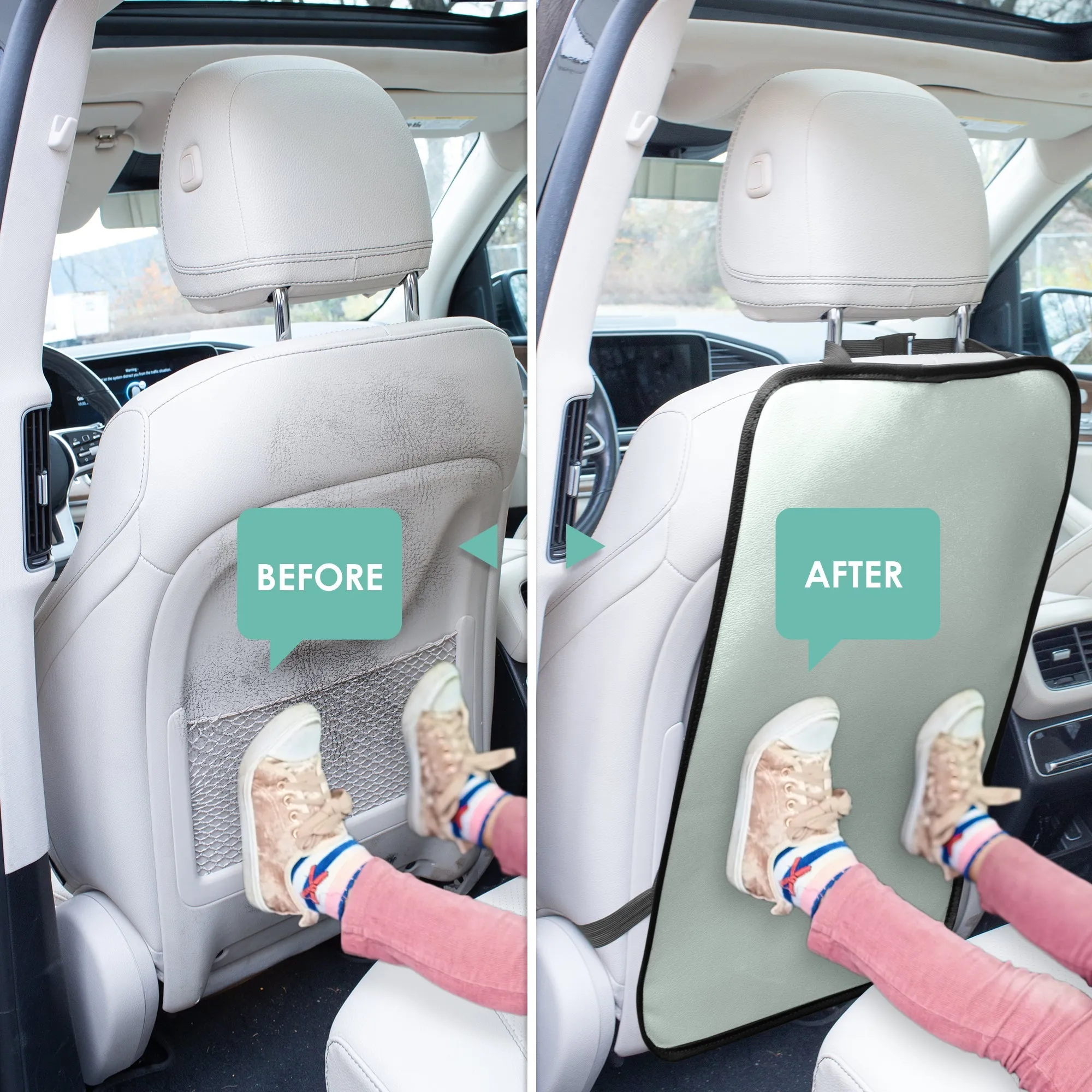 E-Z Travel Faux Leather Seat Back Protector - 2 Pack Gray