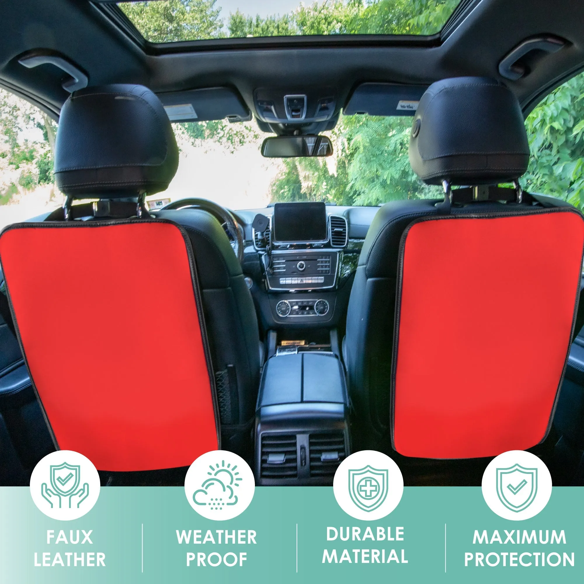 E-Z Travel Faux Leather Seat Back Protector - 2 Pack Red