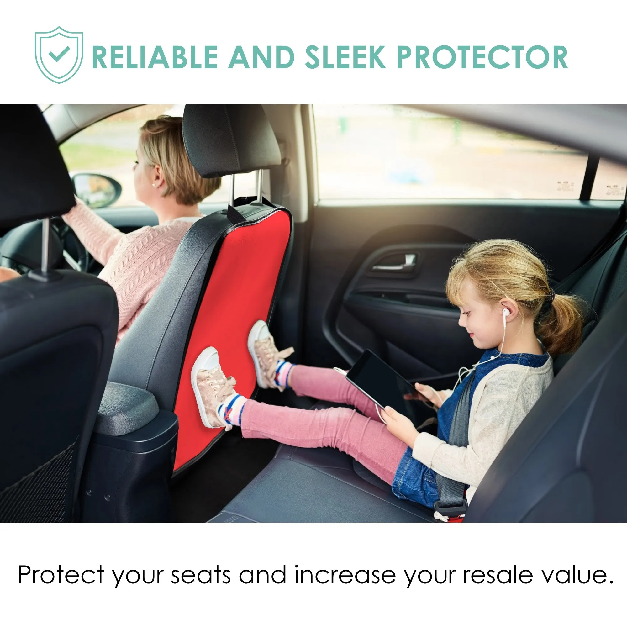 E-Z Travel Faux Leather Seat Back Protector - 2 Pack Red