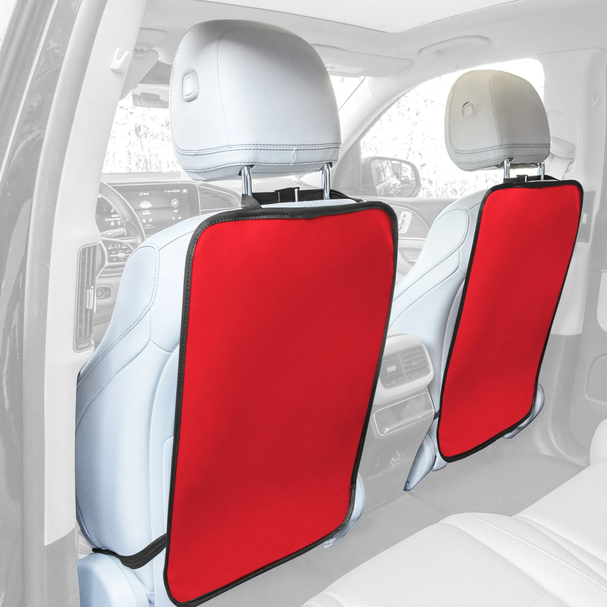E-Z Travel Faux Leather Seat Back Protector - 2 Pack Red