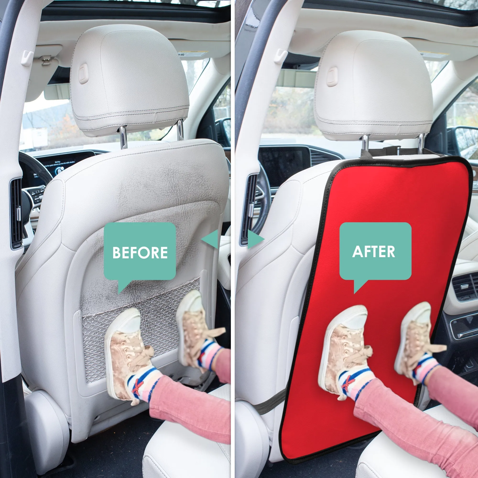 E-Z Travel Faux Leather Seat Back Protector - 2 Pack Red