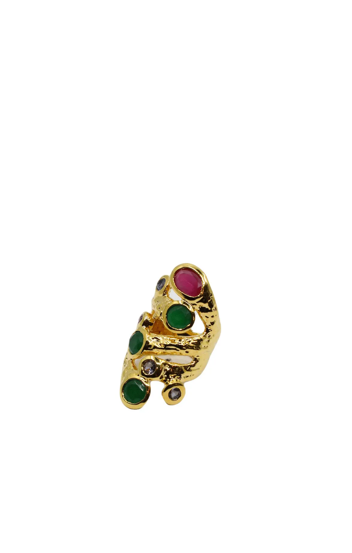 Gold Lava Ring With Crystals