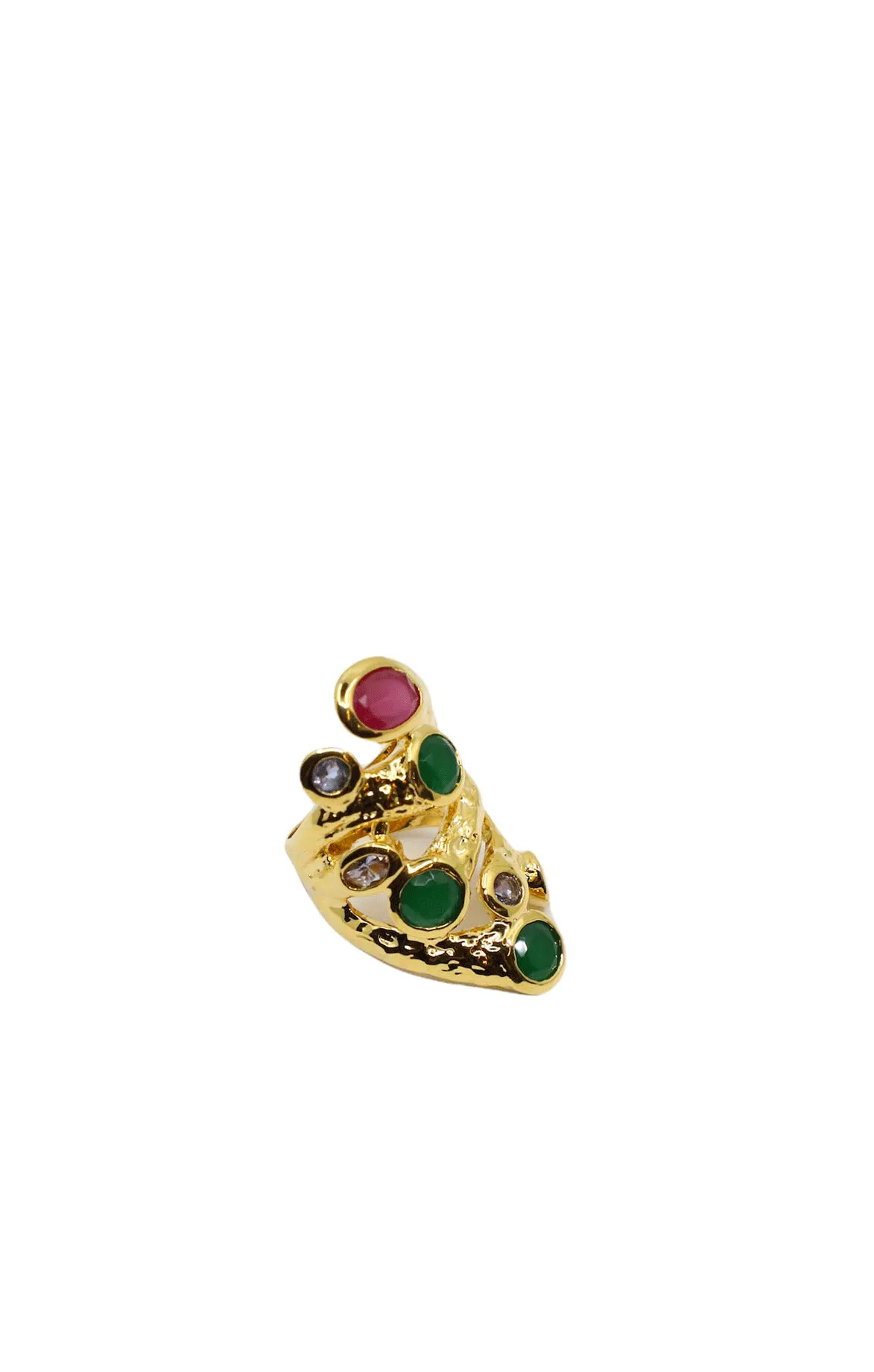 Gold Lava Ring With Crystals