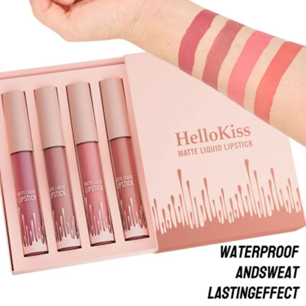 Hello Kiss Matte Liquid Lipstick Set 4pk