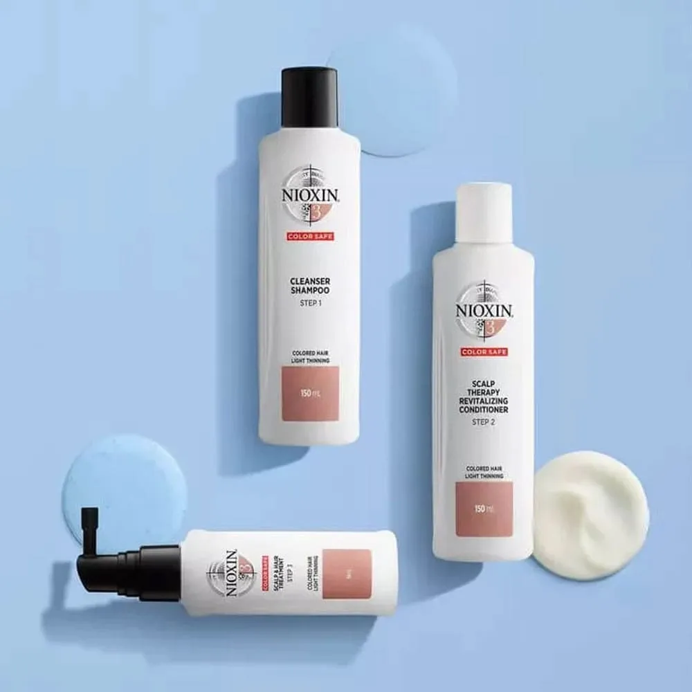 Nioxin Thicker Fuller Colored Hair Light Thinning System 3 Shampoo 150ml, Conditioner 150ml & Treatment 50ml