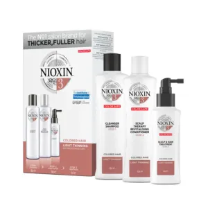 Nioxin Thicker Fuller Colored Hair Light Thinning System 3 Shampoo 150ml, Conditioner 150ml & Treatment 50ml
