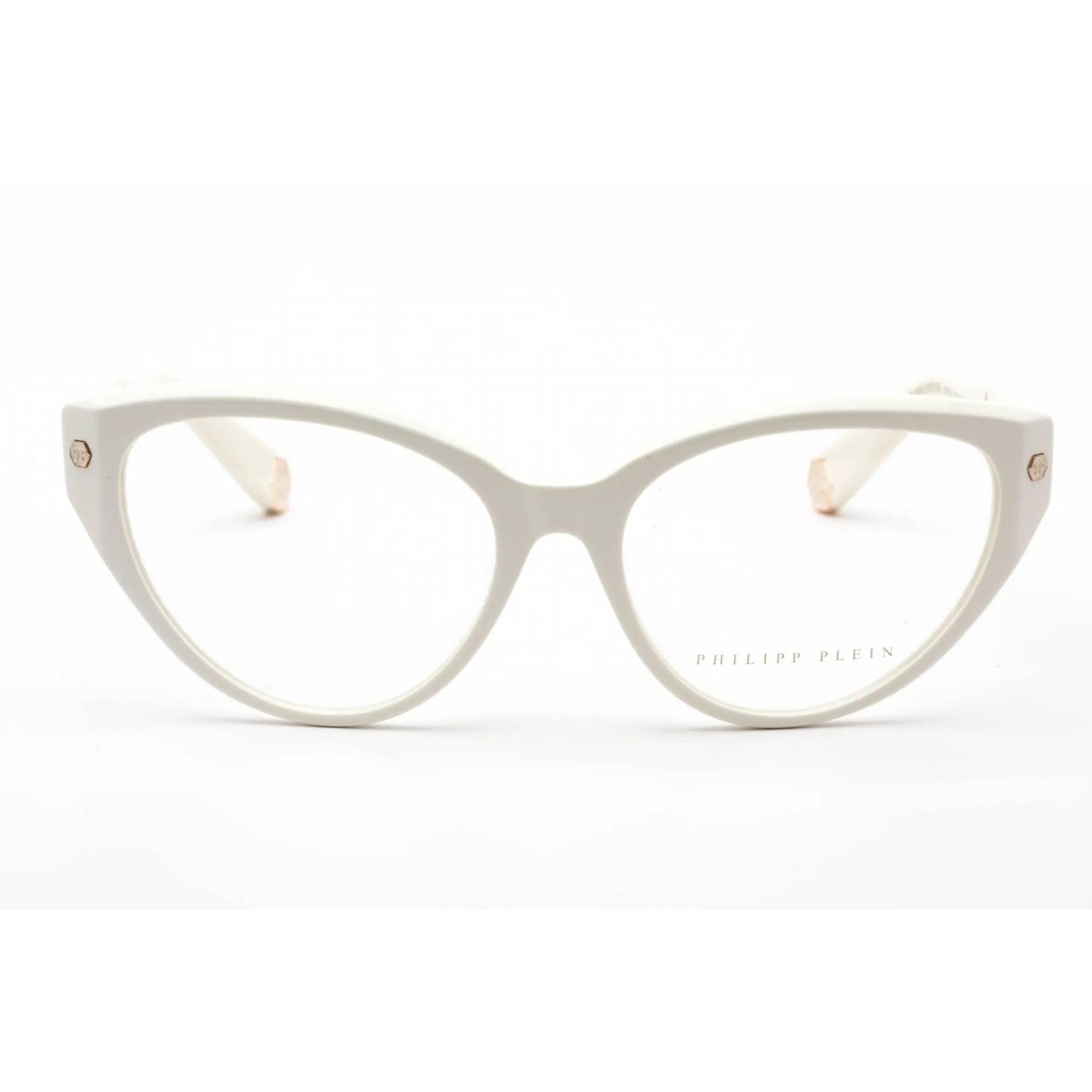 Philipp Plein Women's Eyeglasses - Shiny Cream Plastic Cat Eye Frame | VPP052M 03GF