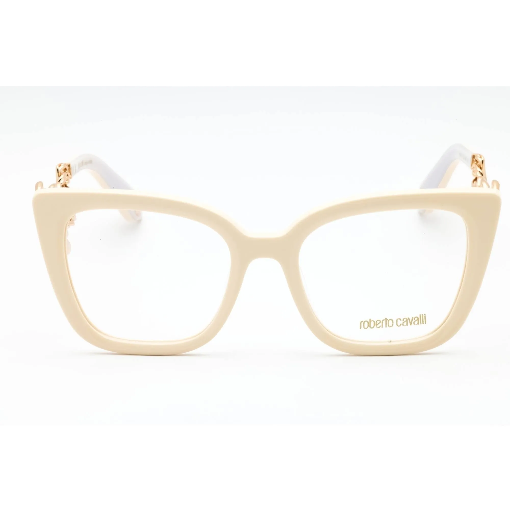 Roberto Cavalli Women's Eyeglasses - Cream Plastic Full Rim Cat Eye | VRC051M 09X7