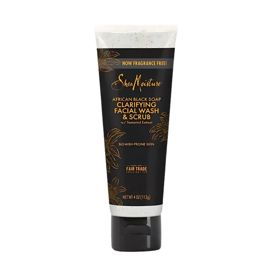 Shea Moisture African Black Soap Clarifying Facial Wash and Scrub with Tamarind Extract - 4 oz
