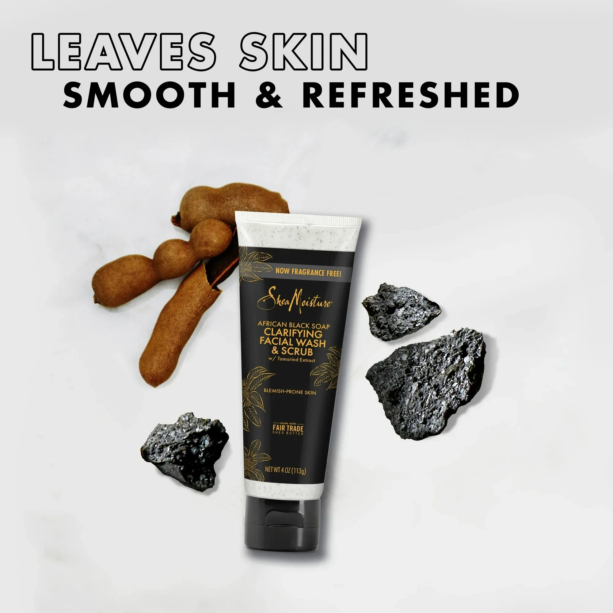 Shea Moisture African Black Soap Clarifying Facial Wash and Scrub with Tamarind Extract - 4 oz