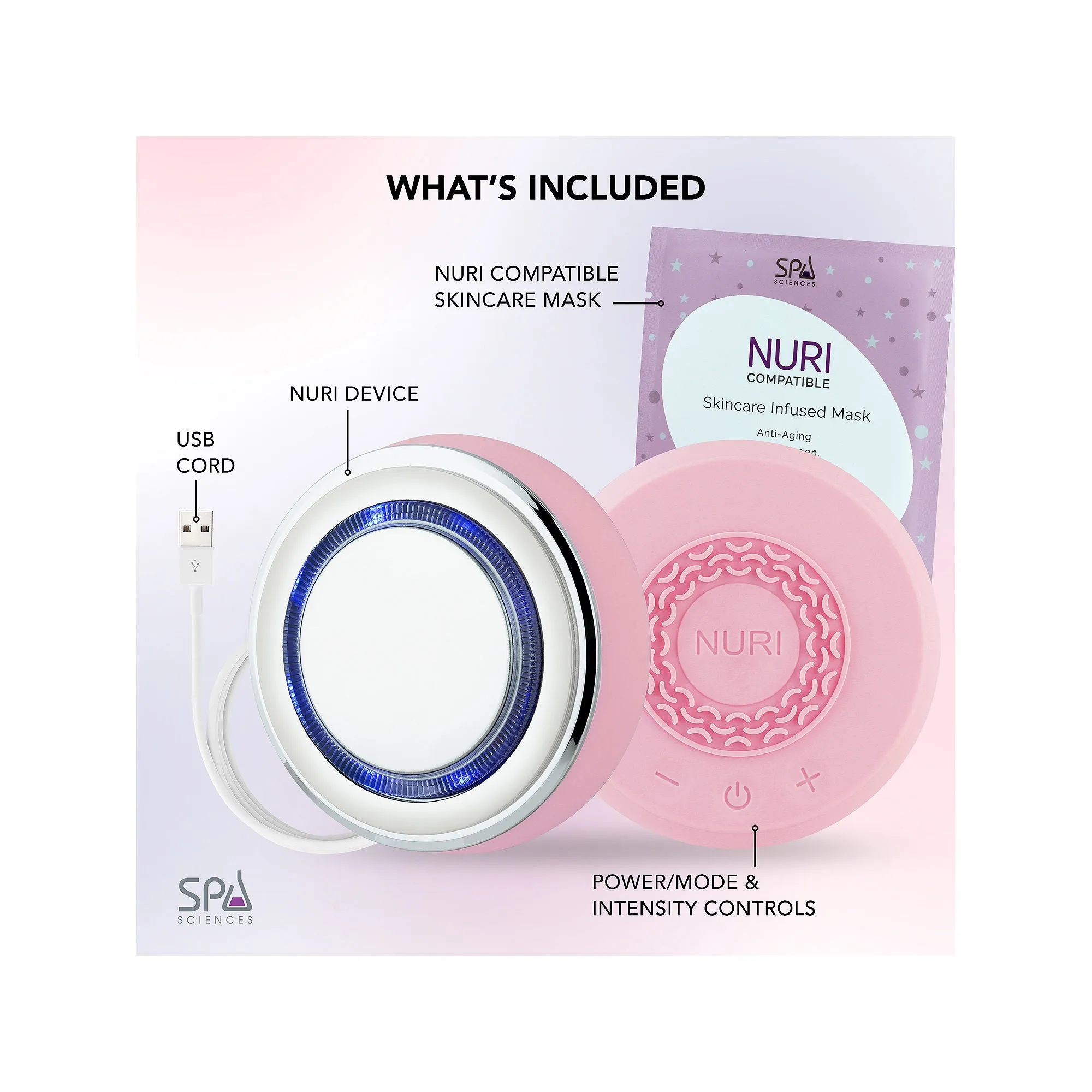 Spa Sciences 82021951 Nuri LED Thermal Smart Facial Skincare Mask Infuser, Pink