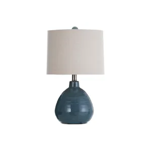 Stylecraft 20" Teal Ceramic With Natural Linen Hardback Shade Table Lamp L22019JCDS - Teal Blue BLUE DROPSHIP ONE SIZE