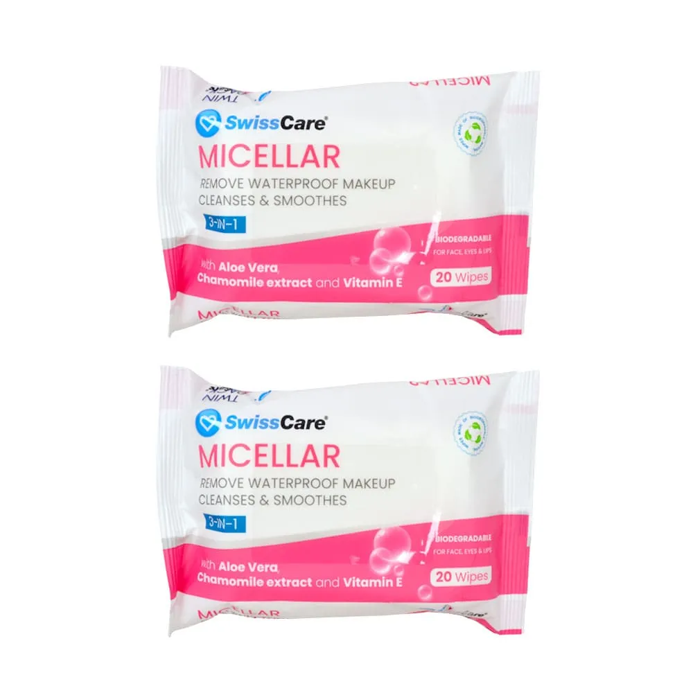 SwissCare 3-in-1 Micellar Cleansing Wipes 2x20pk